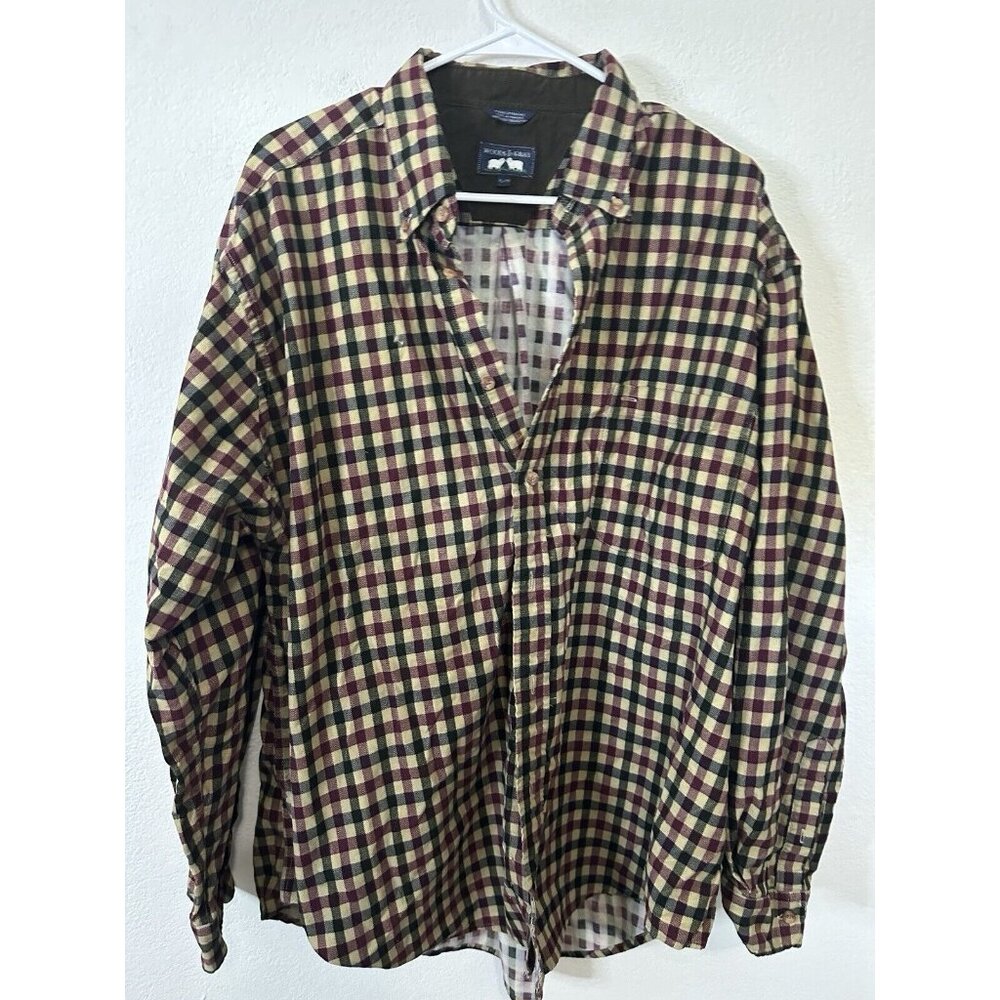 Vintage Woods & Gray Collared Shirt Plaid Long Sleeve Collared Dress Shirt XL